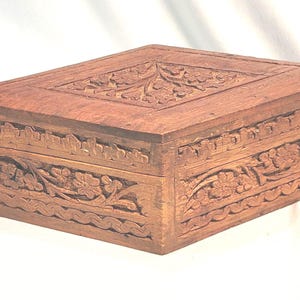Vintage Ornate Wooden Trinket Box - Unique Shape - Good Condition