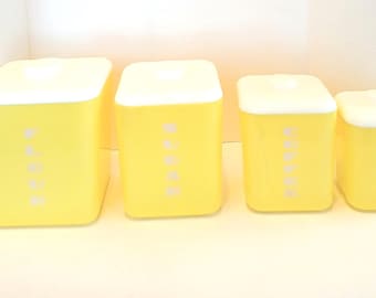 Vintage Yellow 1950s LustroWare Nesting Canisters - Set Of 4