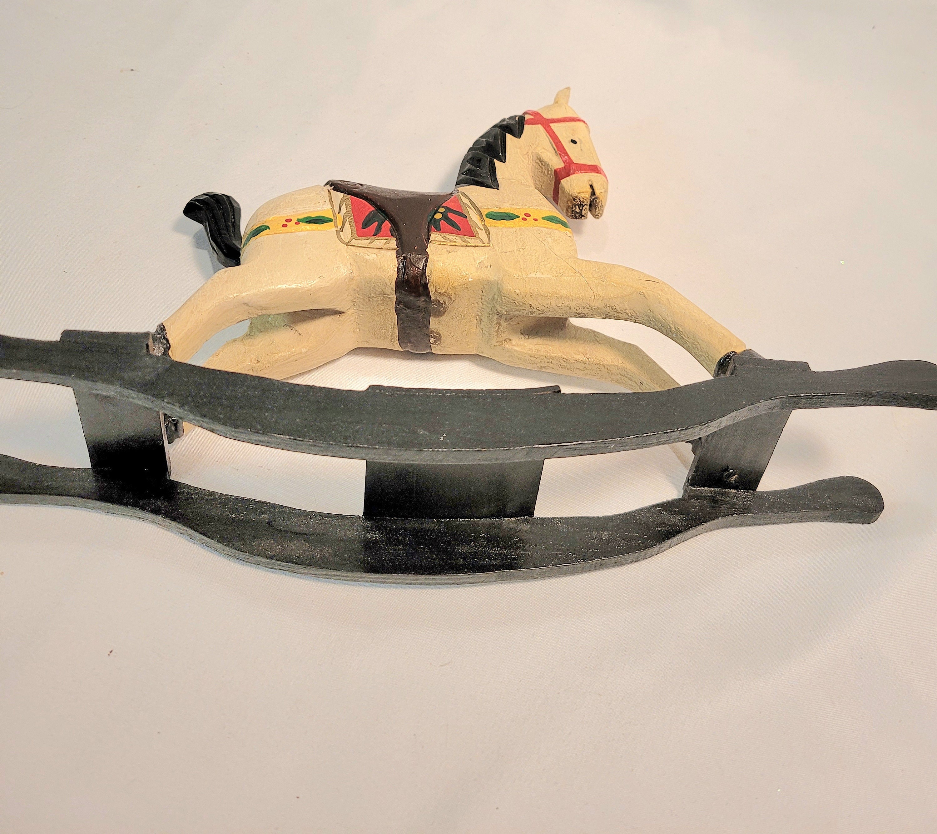 SALE1 Vintage Hand Carved Rocking Horse Decor Collectible Etsy