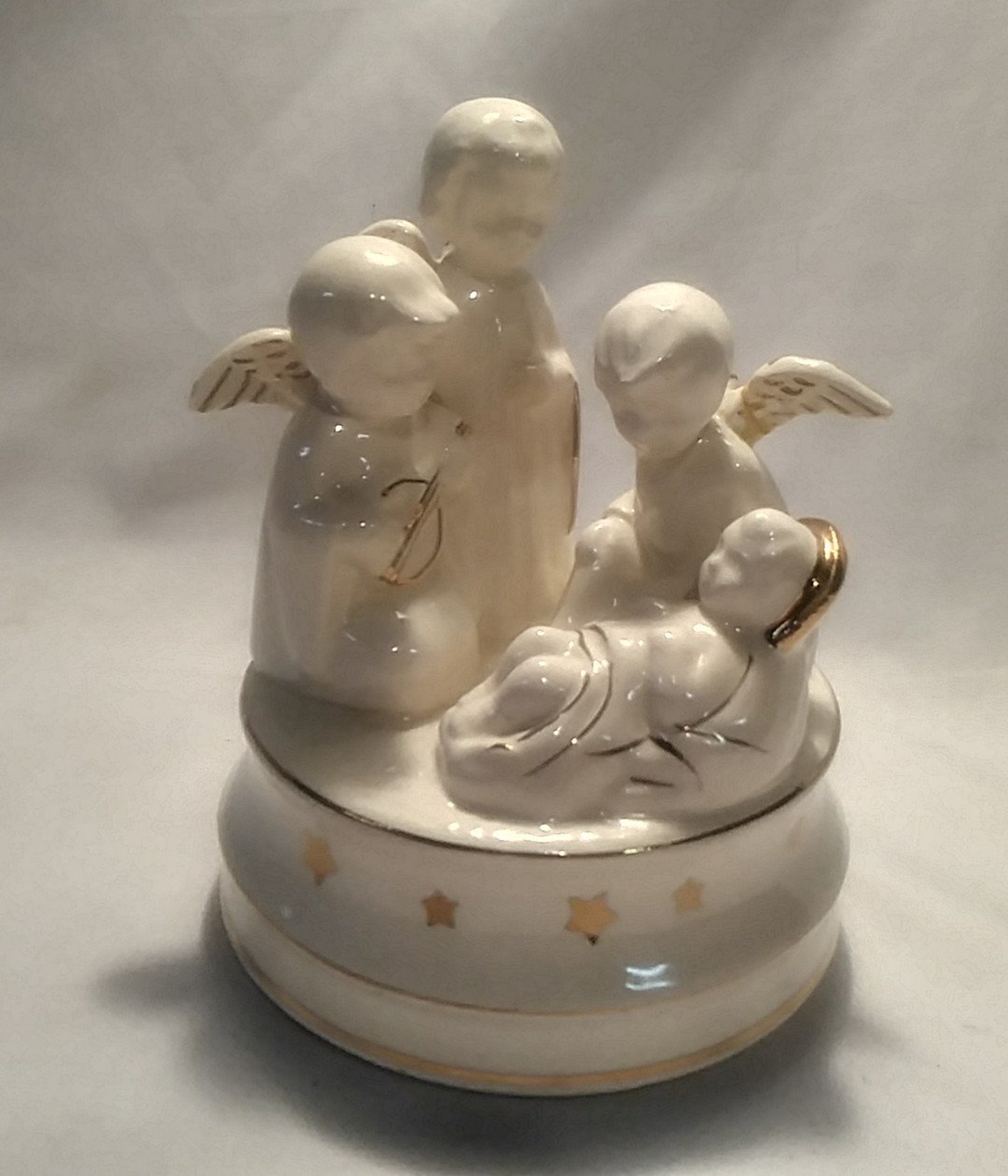Schmid Christmas Rotating Music Box Silent Night 3 Angels Etsy