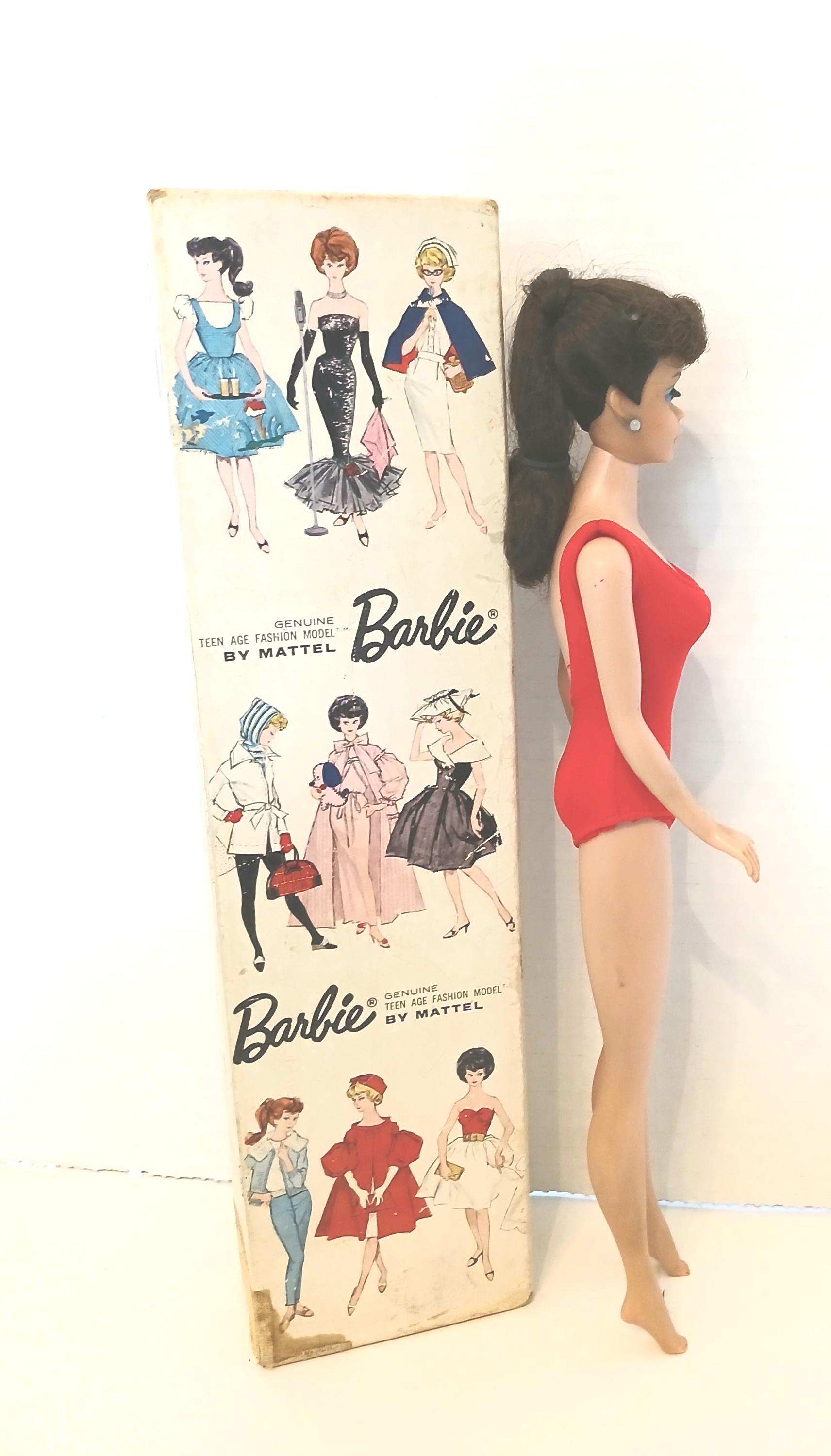Vintage 1960s Brunette Ponytail Barbie Doll #850 - Original Box 