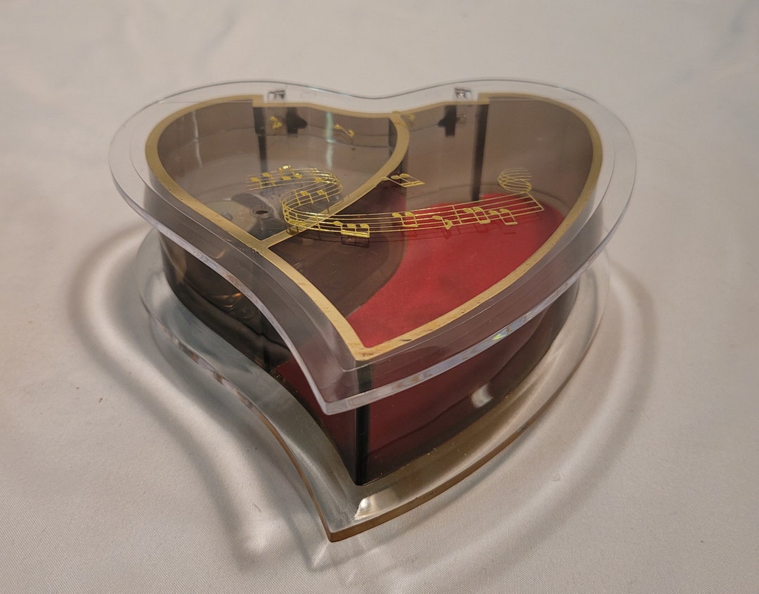 Vintage Sanyko Music Box Heart Shaped Jewelry Box Etsy