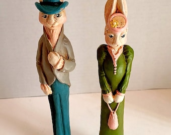El Sr. y la Sra. Pencil Bunny Rabbit, 1996, 11" y 12".