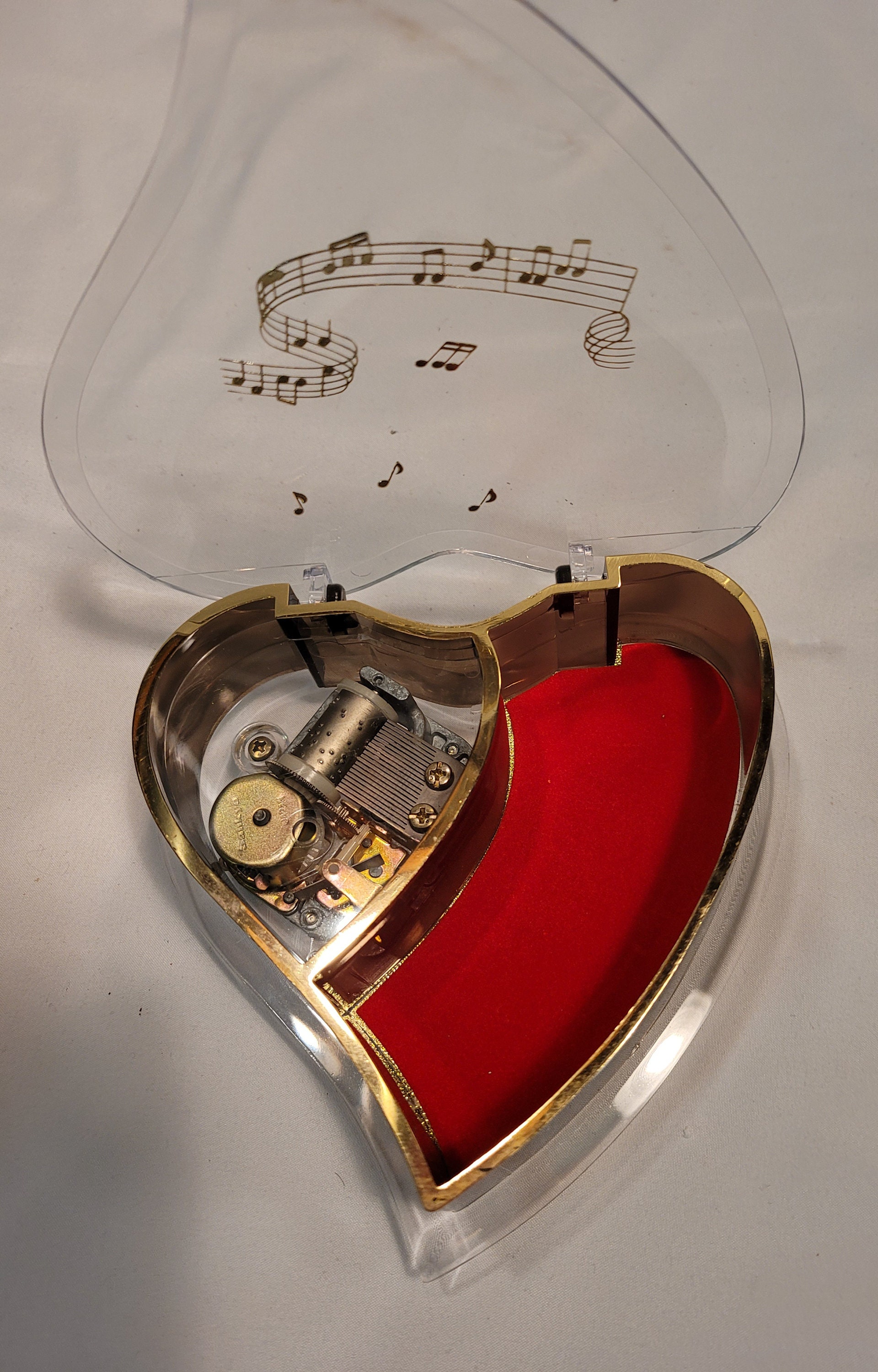 Vintage Sanyko Music Box Heart Shaped Jewelry Box Etsy