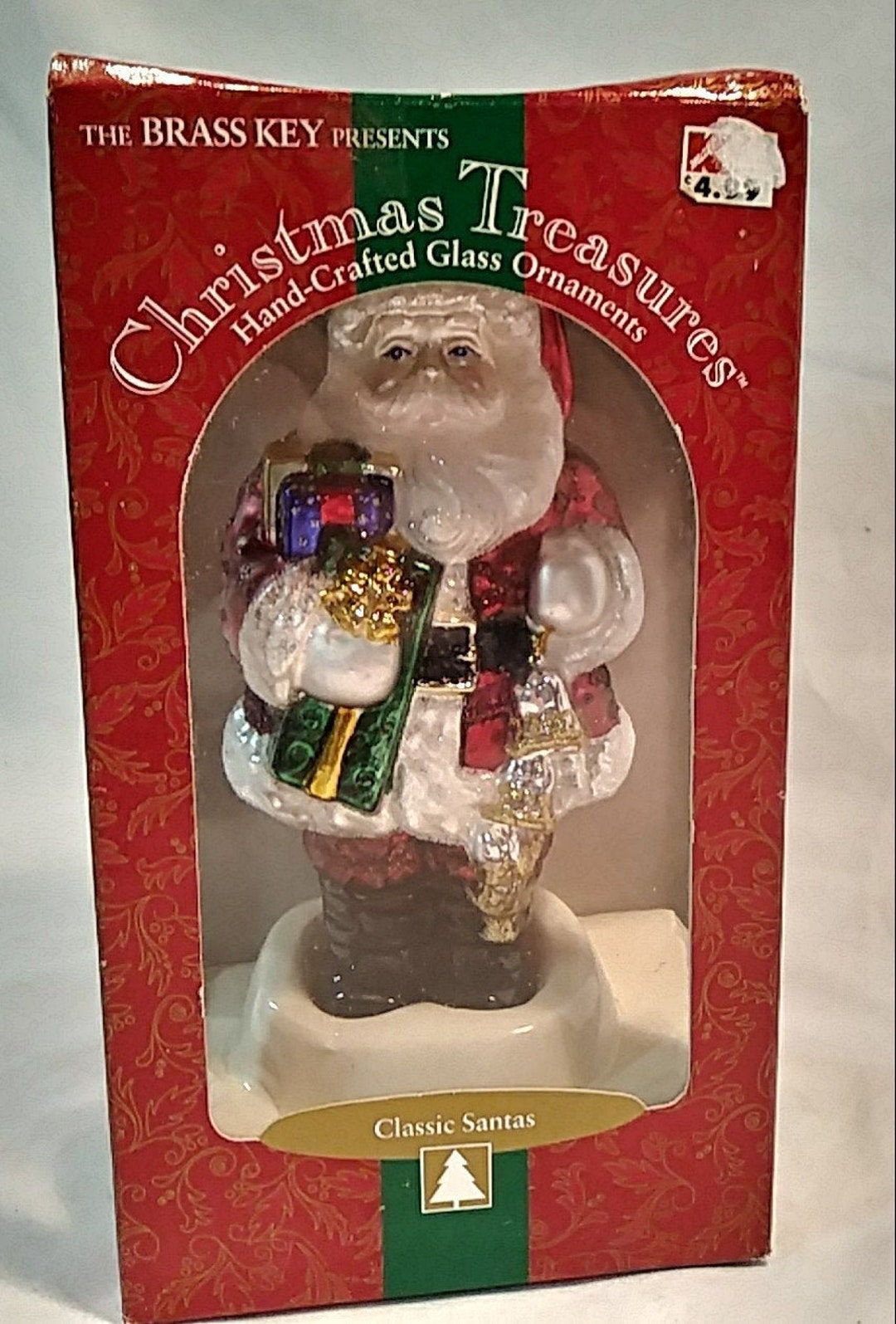 Vintage Brass Key Christmas Treasures Handcrafted Glass Classic Santa