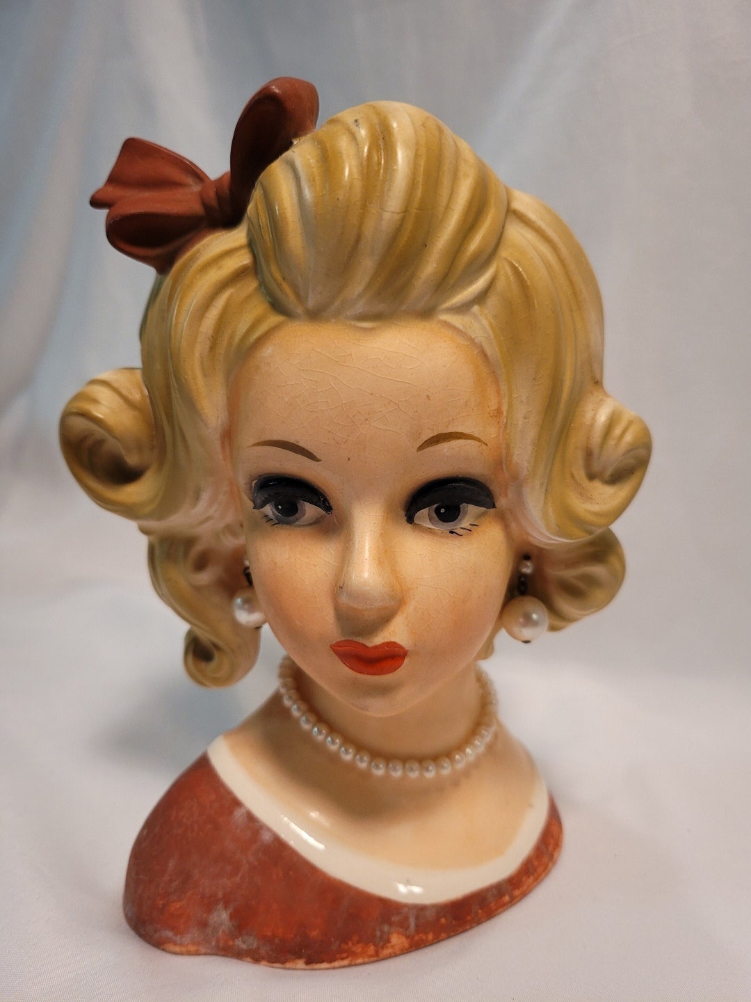 Vintage Rare Napco Lady Head Vase C8500 Very Good Etsy