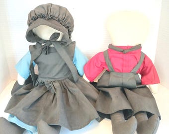 Vintage Amish Faceless Cloth Dolls - 17" Long