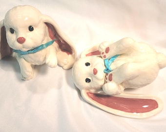 Two Long Eared Bunnies - Ceramic - Vintage - VGC