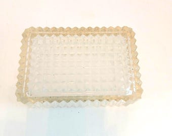 Vintage 1940s Cut Glass Trinket Box – Sawtooth Edge