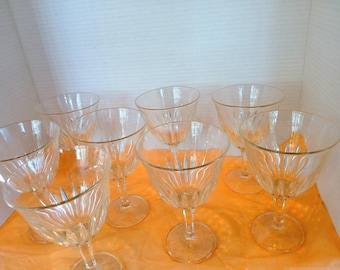 Vintage Italian Pressed Glass Wine Dessert Water 8 Oz Glasses Italy Stamp