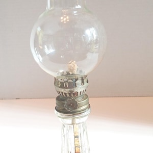 Oil Kerosene Antique Glass Lantern - 8.75&quot; Tall - Excellent Condition - Patina on Metal