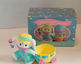 Figura vintage de conejito de Pascua de Hallmark CRAYOLA de 1990