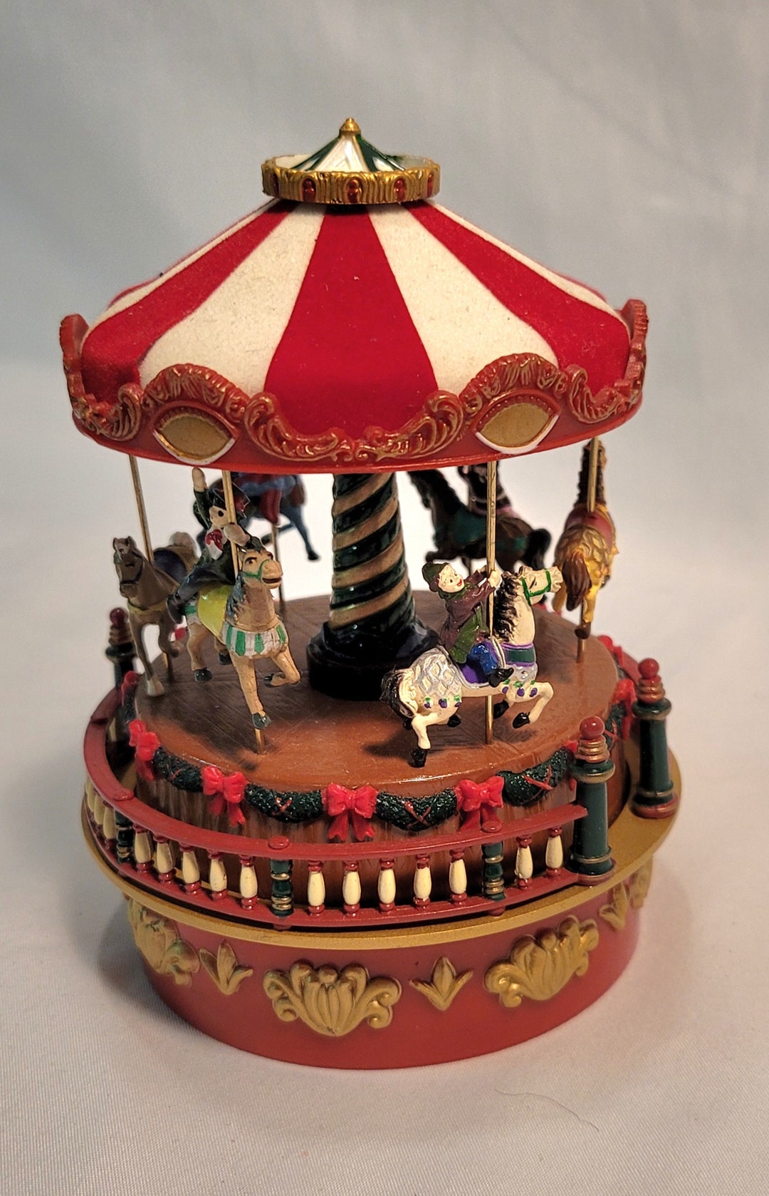 Mr Christmas Music Box Carousel Vintage Jingle Bells Etsy