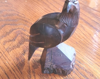 Estatua de águila vintage tallada a mano - 10,8 cm de alto - Detallada - Pisapapeles - Decoración