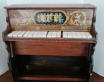 Antique Toy Piano - Schoenhut USA - Cherubs Nymphs - 1800s