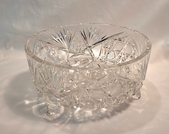 Vintage Brilliant Cut Glass Footed Bowl - 4x7