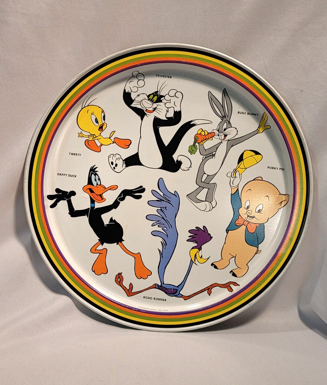 激レア　1971年　ヴィンテージ　ロードランナー　Looney Tunes Vintage 1974 Warner Bros. Metal Tray – Looney Tunes Characters - Etsy