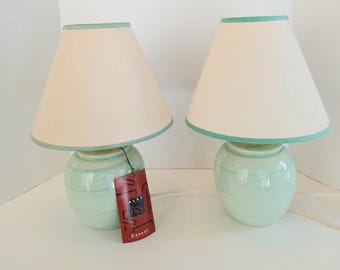 Vintage 1995 Alsy Table Lamps - Mint Green - New Old Stock