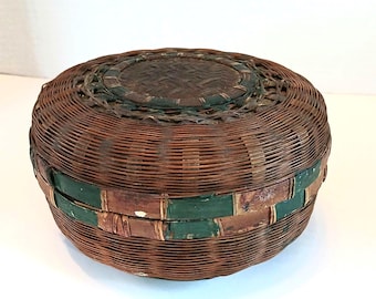 Antique Chinese Sewing Basket - 6.25" Diameter