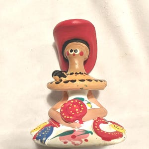 Vintage Hand Made and Painted Flower Girl Figurine PUNTA CANA - Colorful - Folk Art
