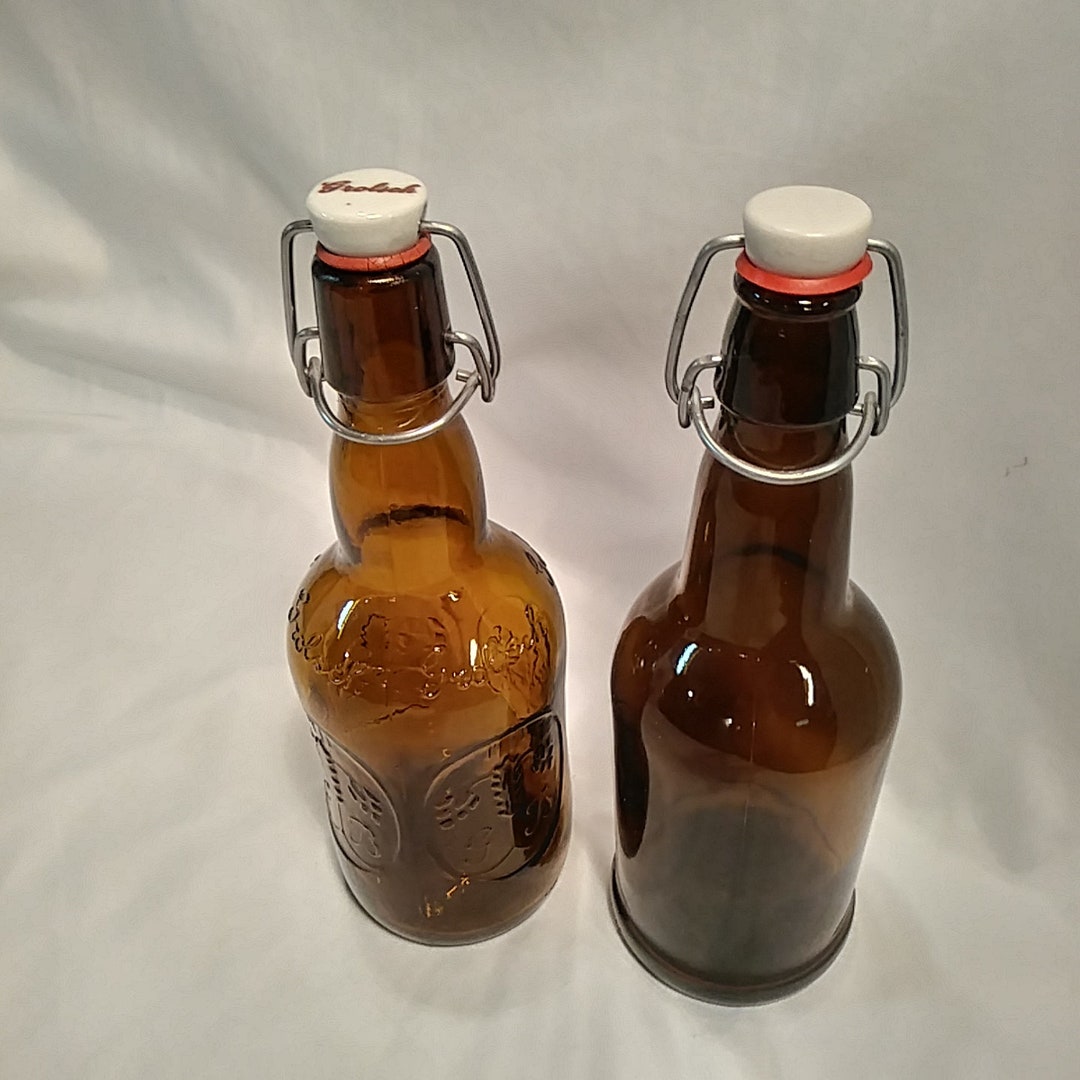 Vintage Brown Grolsch Beer Bottles Set of 2 Retro Collectible Beer