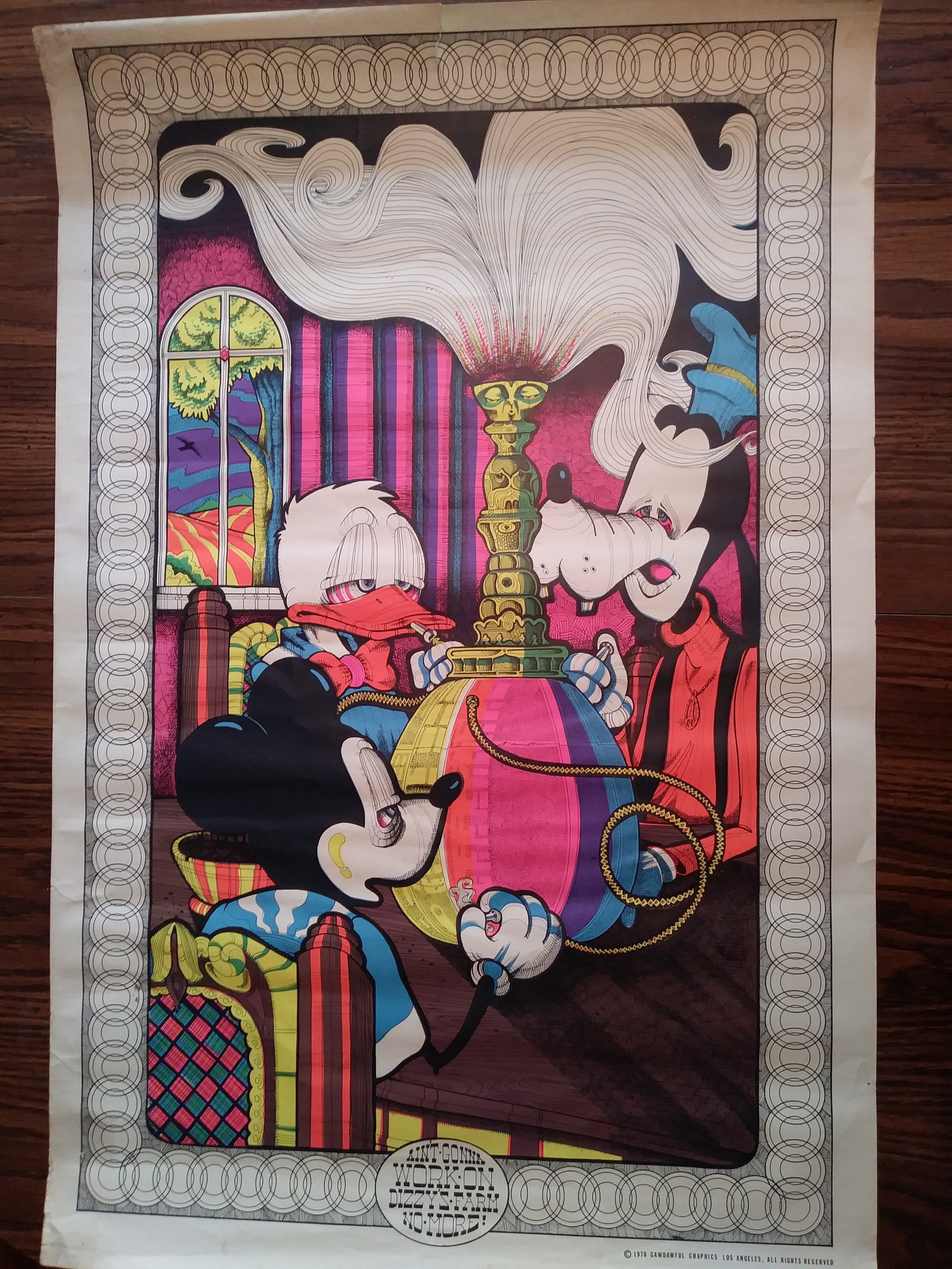 Rare 1970 Hookah Blacklight Poster 