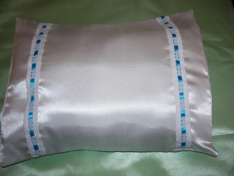 Satin Boutique BabyToddler Pillow With Multiple Colors of Eyelet Trim 15 X 12 Includes Pillow Form