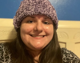 Purple winter beanie hat