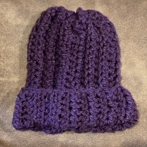 Purple winter beanie perfect for Christmas and winter