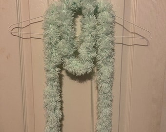 Fuzzy lime green winter tie scarf