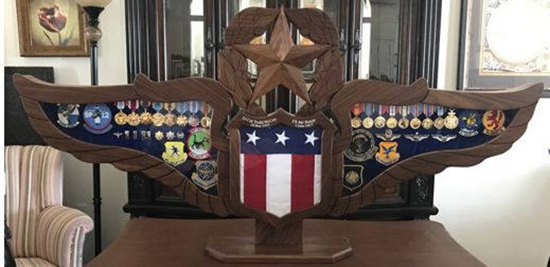 Air Force Pilot Wings Shadow Box Display Case Etsy