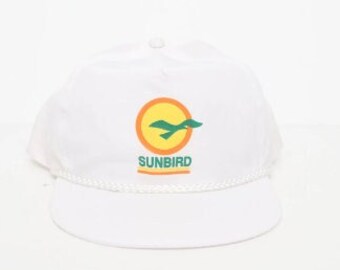 vintage KELLY green deadstock 1970s SUNBIRD color block vintage 70s baseball cap -- adjustable baseball cap