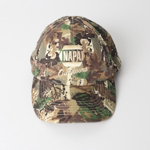 vintage 1990s y2k REAL tree camo camouflage & GOLD embroidered dad hat -- adjustable back
