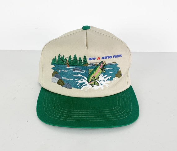 Vintage MONTANA Fishing DAD Hat big A Auto Parts Color Block Two