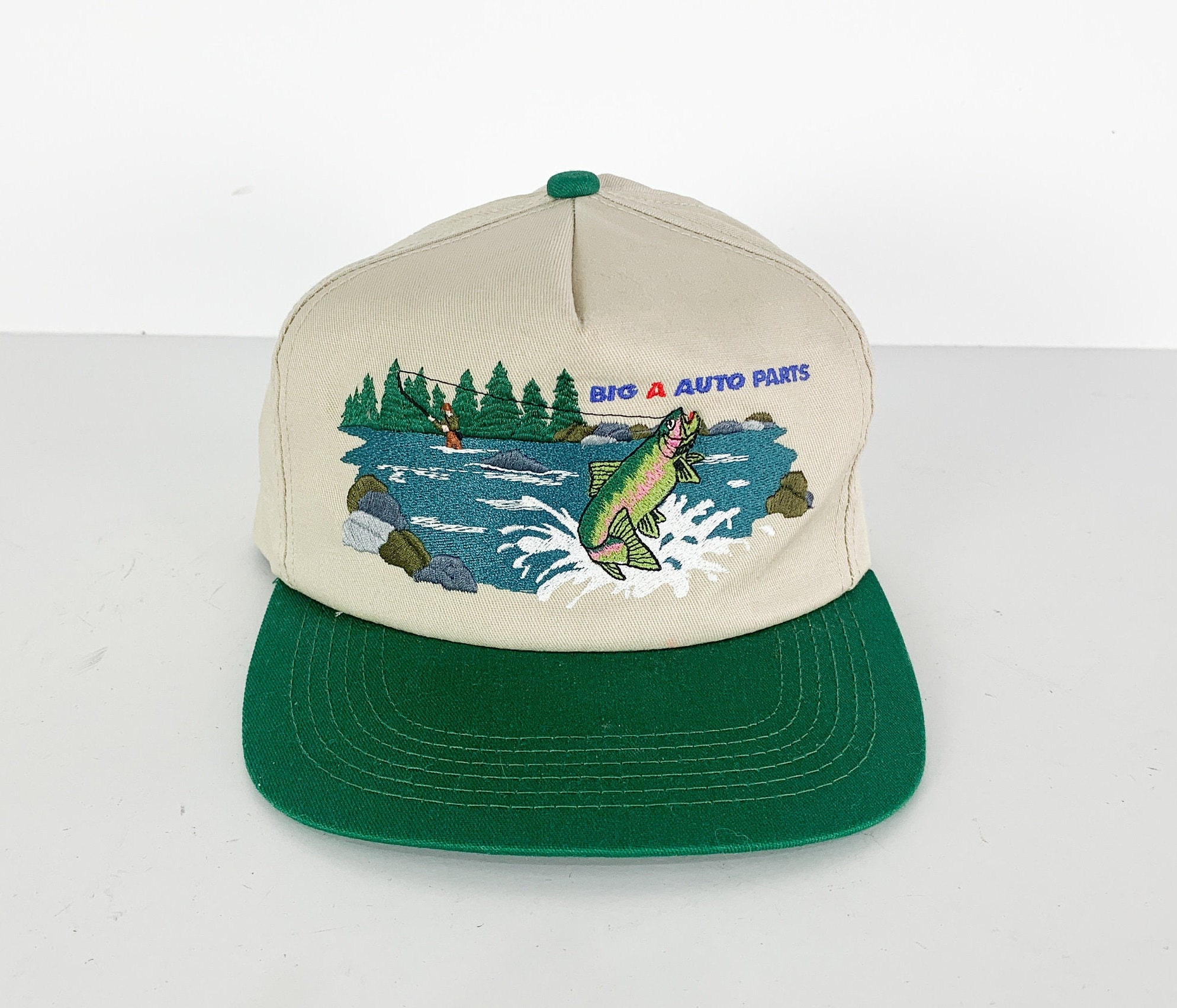 Vintage Novelty 3D Mesh Foam Fish Hat Green Cap Snapback Fisherman