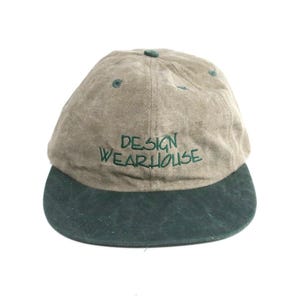 vintage tan & GREEN "Design Wearhouse" 90s y2k dad hat vintage hat baseball hat - FREE shipping U.S.A