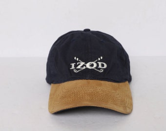 vintage 1990s y2k COLOR BLOCK pattern baseball hat Golf y2k IZOD vintage baseball hat -- with adjustable leather strap