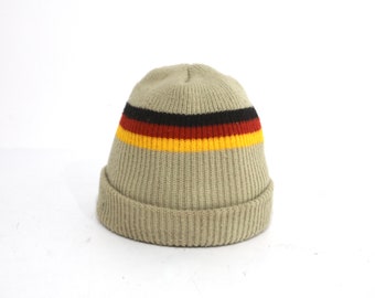 vintage TRI-color ribbed SKATER 1990s y2k cap beanie ski cap beanie indie rock hat