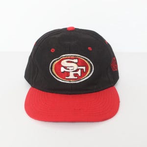 Vintage SAN FRANCISCO 49ers black & red snapback NFL vintage football 1990s hat baseball hat -- adjustable back