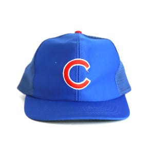 vintage CHICAGO Cubs vintage baseball hat World Seriess blue & red WRIGLEY field vintage 80s baseball cap hat - FREE shipping U.S.A