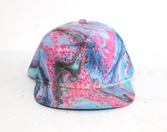 vintage MARBLED tie dye style Y2K snapback vintage baseball cap hat -- great condition