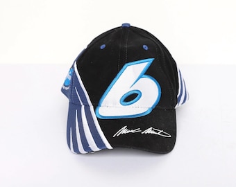 Boné vintage MARK MARTIN azul estilo NASCAR, modelo anos 2000 - com ajuste na parte de trás - em ótimo estado.