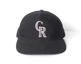 vintage 1990s COLORADO ROCKIES wool new era brand FITTED vintage baseball hat -- size 7 1/8 -- made in the U.S.A.