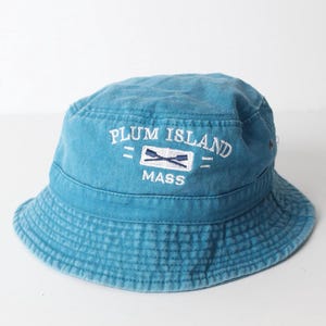 vintage DENIM blue jean MASSACHUSETTS  bucket hat mid 1990s y2k bucket hat -- great condition