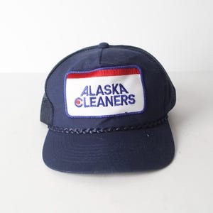 vintage TWO TONE 80s vintage color block vintage ALASKA soft blue trucker baseball hat cap - adjustable back