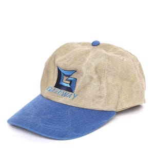 vintage GATEWAY computers EARLY internet denim color block 1990s y2k baseball dad hat -- FREE shipping U.S.A