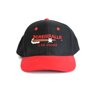 vintage LAS VEGAS screwballs vintage BASEBALL red and black 90s y2k snapback hat cap -- Free Shipping U.S.A