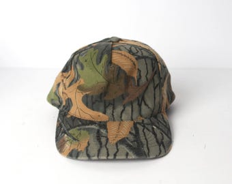 vintage 1990s y2k REAL tree camo camouflage crossover snapback hat -- adjustable back