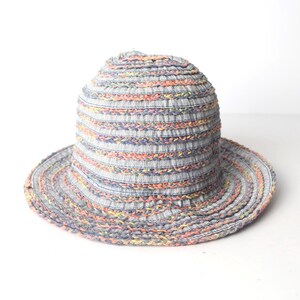 vintage y2k 90s STRIPED pastel vintage soft BUCKET hat -- perfect condition - FREE shipping jute straw knit hat rainbow blue pattern Sun Hat