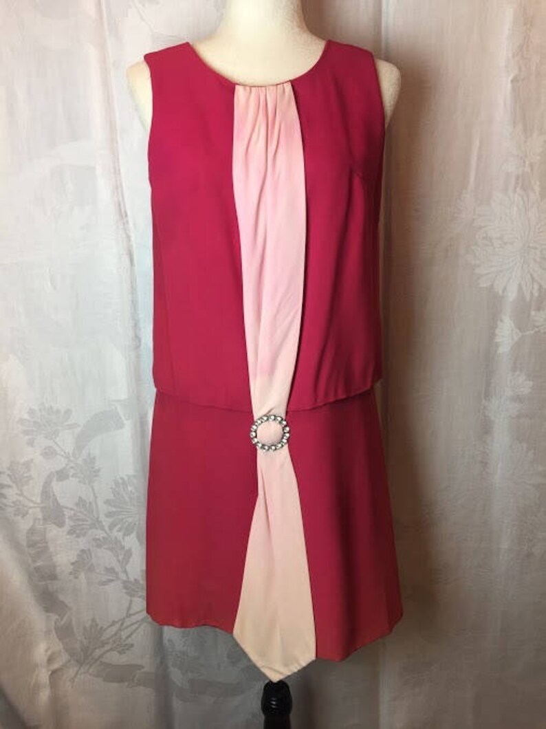 pink and red colorblock dress